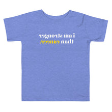 Load image into Gallery viewer, i am stronger than cancer. (Reverse printed, mirror readable) | Toddler Short Sleeve Tee
