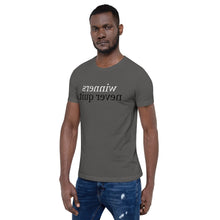 Load image into Gallery viewer, winners never quit.(Reverse printed, mirror readable) | All Cotton Short-Sleeve T-Shirt
