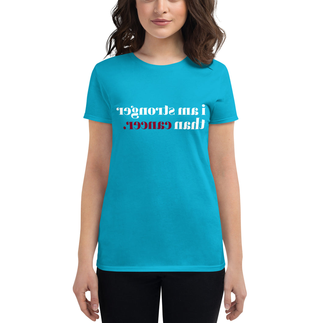 Multiple Myleoma Awareness i am stronger than cancer. (Reverse printed, mirror readable) | All Cotton Short-Sleeve T-Shirt