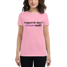 Load image into Gallery viewer, Pancreatic Cancer Awareness i am stronger than cancer. (Reverse printed, mirror readable) | All Cotton Women&#39;s Short-Sleeve T-Shirt
